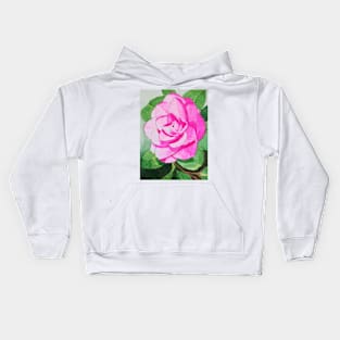 Single Pink camellia watercolour flower painting Kids Hoodie